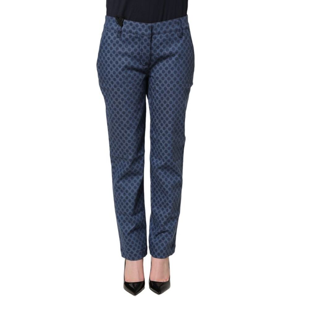 Dolce & Gabbana Blue Polka Dotted Slim Fit Capri Denim Women's Jeans
